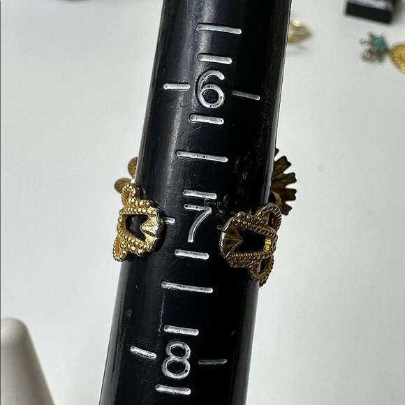 Vintage Gold-Tone Pearl & Crystal Floral Statement Ring size 7 - Picture 6 of 6